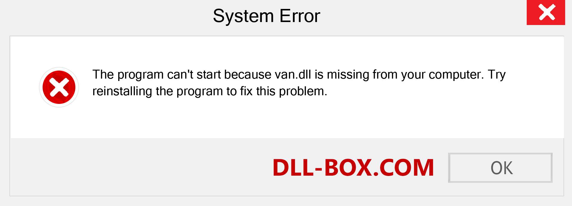  van.dll file is missing?. Download for Windows 7, 8, 10 - Fix  van dll Missing Error on Windows, photos, images